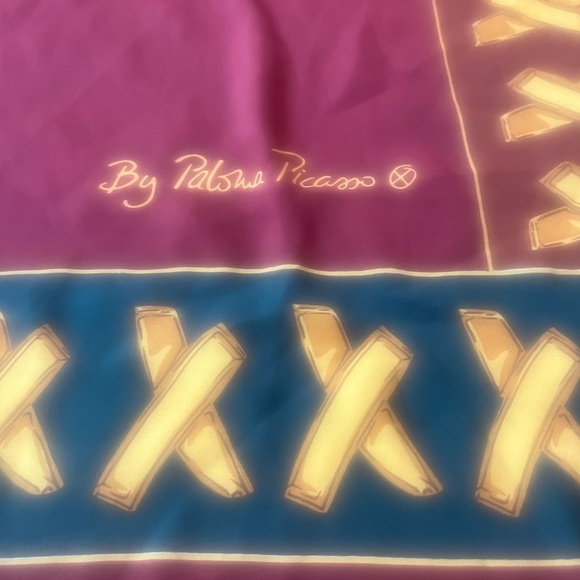 Vintage Silk Paloma Picasso Graphic Print Square Scarf Classic 1980’s Designer - Picture 2 of 7